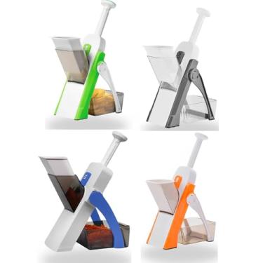 Imagem de Cortador e Fatiador Multifuncional de Inox - Mandolin Slicer Profissional com 5 Funções, 8 Tipos de Cortes, Espessura Ajustável 0,1-8 mm, Ralador Manual para Frutas, Verduras e Legumes (Sortido)