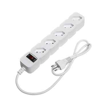 Imagem de Filtro Linha Tripolar Bivolt Fusível 5 Tomadas Segurança Energia Alta Proteção Disposit...