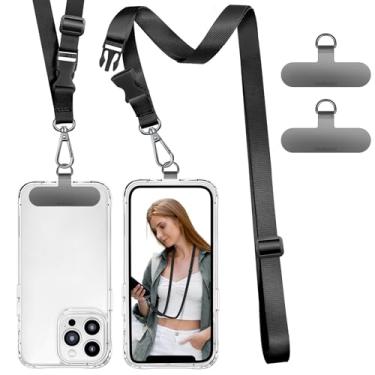 Imagem de ROCONTRIP Cordão universal transversal para celular com patch de nylon multifuncional para iPhone, alça de ombro ajustável para pescoço para mulheres, homens, viagens, compras, caminhada