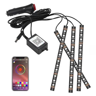 Imagem de Luzes LED de carro luzes interiores inteligentes lâmpada neon atmosfera com controle de aplicativo RGB luzes internas do carro com modo DIY e modo de música, design de 2 linhas para carros com
