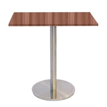 Imagem de Mesa Bistrô Beta 112,50 cm (Alt) Disco Redondo Tampo MDP Quadrado 70 cm (Larg) x 2,50 cm (Alt) Walnut