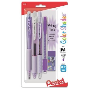 Imagem de Pentel Pacote de escrita Color Shades - Inclui: lápis, canetas e borrachas - Violeta pastel (BLBKALZBPV)