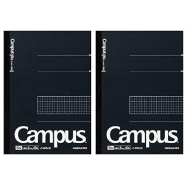 Imagem de KOKUYO Caderno campus, tipo de negócio, grade pautada de 5 mm, Semi-B5, 40 folhas, capa preta, pacote com 2, importação do Japão (NO-4S5-D)