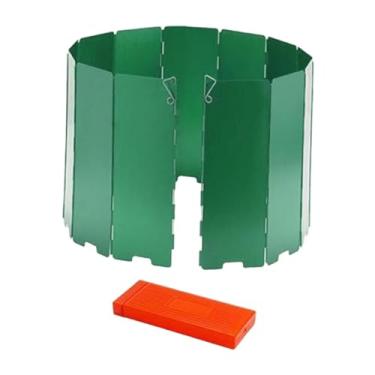 Imagem de Kokiya Protetor de vento para fogão de acampamento, pára- dobrável, proteção contra vento para mochila, churrasco, Verde