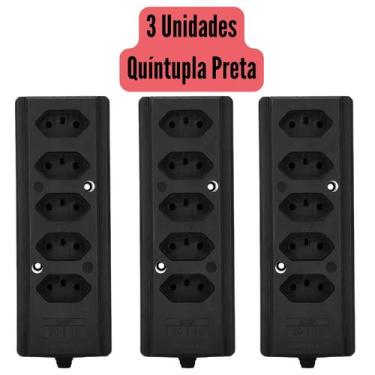 Imagem de Kit C/3 Und Tomada Tripla 10a/20a Régua P/ Extensão 2P+T - Eletro Salv