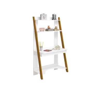 Imagem de Escrivaninha/ Estante Simba Infantil com Pés em Madeira Branco Fosco -