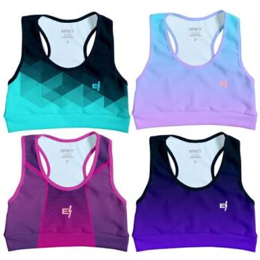 Imagem de Kit 4 Cropped Academia Feminino Fitness Top Treino Confortável Estampa