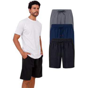 Imagem de Kit Com 3 Bermudas Esportivas Tactel Masculina - Colorido - Ast Store,