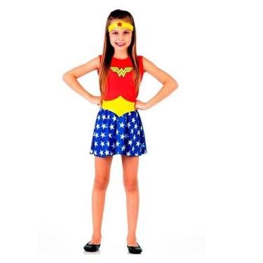 Imagem de Fantasia Mulher Maravilha Infantil Pop - Sulamericana, Preto, P 2 - 4