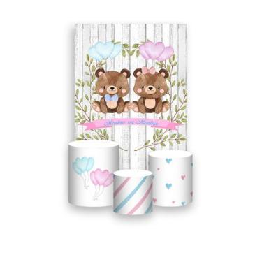 Imagem de Painel De Festa Vertical 1,50 x 2,20 + Trio De Capas Cilindro -Bosque 