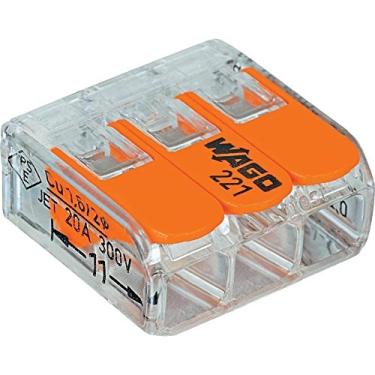 Imagem de WAGO 221-413 Conector de emenda compacto de 3 vias 24-12 AWG transparente alavanca-porcas