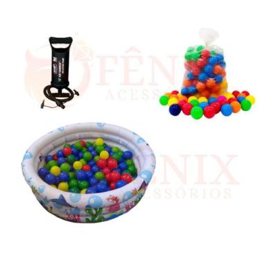Imagem de Piscina Bolinhas Infantil I100 lts nflável Peixinhos 100 bolinha e Bom