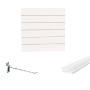 Imagem de Painel Canaletado Branco em Mdf 0,61 x 0,61m com Perfil Pvc Branco e 1