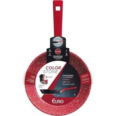 Imagem de Frigideira 26 cm ColorStone de alumínio com antiaderente Titânio Euro 