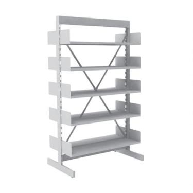 Imagem de Estante Para Biblioteca Dupla Pandin 2,00 m Cinza Cristal