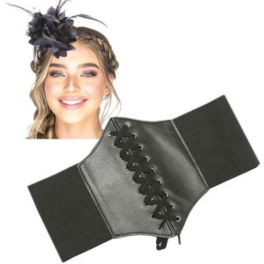 Imagem de Cinto Gótico Corselet Espartilho + Flor Cabelo e Broche: Acessório par