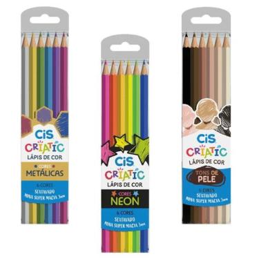 Imagem de Lapis de cor Cis Criatic C/18 cores Pele, Neon e Metálico