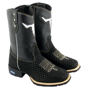 Imagem de Bota Texana Infantil Com Zíper Country Bordada Sola Bico Quadrado - Ca