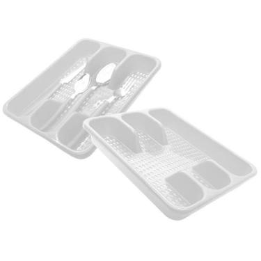 Imagem de Faqueiro Jogo De Talheres Inox Porta Talher 25 Peças Branco - CLICK HO