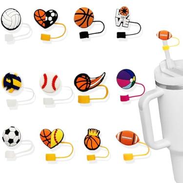 Imagem de YYHDTYFY 12 peças 10 mm tampa de cobertura de canudo de silicone macio tampa de canudo de silicone reutilizável tampa protetora de canudo para acessórios de copo compatível com Stanley 1,134 g/850