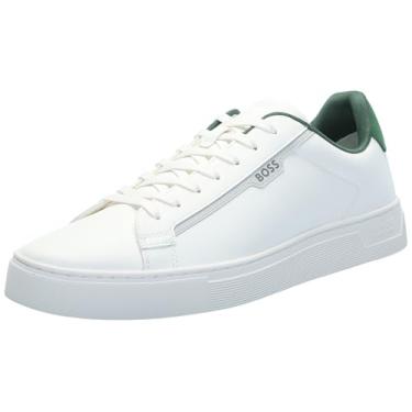 Imagem de BOSS Tênis masculino Rhys Cupsole com logotipo pequeno, Areia natural, 45