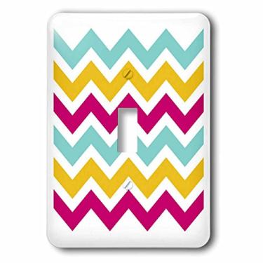 Imagem de 3dRose lsp_181594_1 Interruptor de alternância turquesa, tangerina e rosa Chevrons, multicolorido