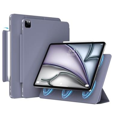 Imagem de GKABXY Capa magnética para iPad Air 13 polegadas 2024 e iPad Pro 12,9 polegadas 6ª/5ª geração (2022/2021) | hibernar/despertar automático | Pencil Pro e USB-C | Capa protetora de couro PU leve