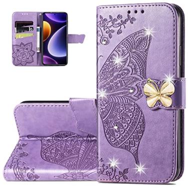 Imagem de Monwutong Capa carteira de telefone para Xiaomi Poco F5, padrão de borboleta 3D, capa flip de couro PU com suporte com fecho magnético e slots de cartão de dinheiro coldre para Xiaomi Poco F5, HZD