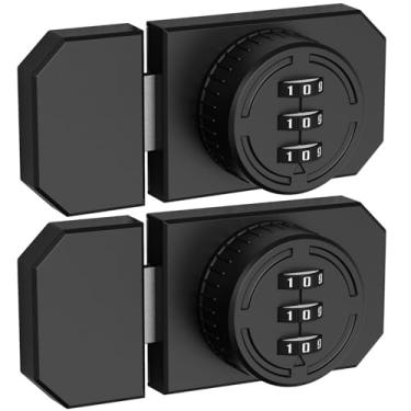 Imagem de Fechadura de combinação de armário com adesivo, fechadura mecânica de porta de armário sem chave com senha de 3 dígitos, trava de combinação adesiva para armário, porta unidirecional, porta de