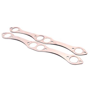 Imagem de 2 peças/conjunto de juntas de escape de cabeçote de cobre reutilizáveis SBC de porta oval SHLPDFM serve para todos os motores SB Chevy 283 327 350 383 400