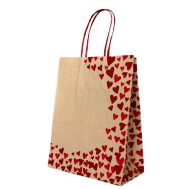 Imagem de Kit 10 Sacola Kraft Presente Dia das Mães Namorados Coração - DB, Kraf