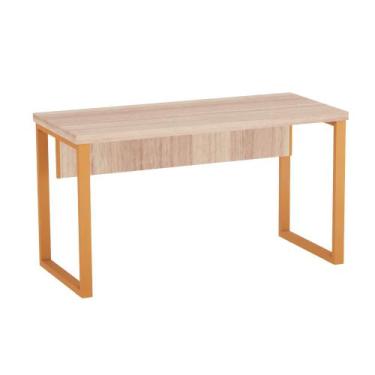 Imagem de Mesa Auxiliar Tubolar PE 40 Pandin 90 Cm Noce Naturale e Laranja