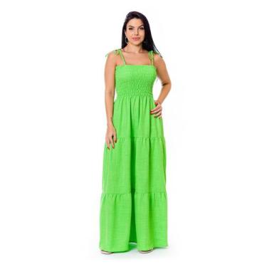 Imagem de Vestido Longo Com Lastex de Alcinha  - RESTRITO JEANS, 38, Verde cana