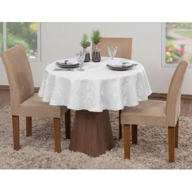 Imagem de Toalha Mesa Luxo Redonda Sala Jantar Jacquard 6 Lugares 1,80m - Raga D