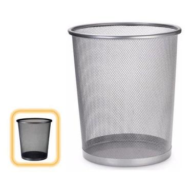 Imagem de Lixeira Para Escritório Cesto Em Aço Telado - Cinza 27x26 - Abelhinha 