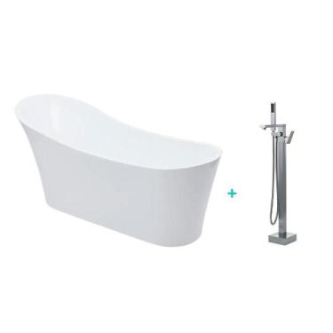 Imagem de Kit Banheira de Imersao Azurita e Misturador de Piso Monocomando Prata