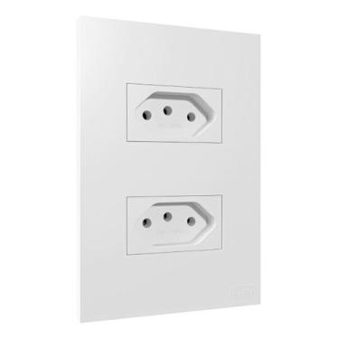Imagem de Tomada Dupla 10a 4x2 Recta Satin Branco Com Placa Blux - B.Lux