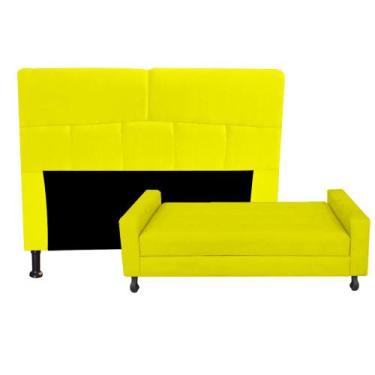 Imagem de Kit Félix com Cabeceira Dona 1,60 cm Queen Size  Baú Quarto Sala Suede