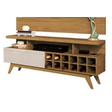 Imagem de Rack vivare 1.6 wood adega cumaru/off white - Village Móveis