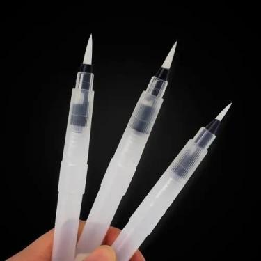 Imagem de 3x Caneta Pincel Aquarela Com Reservatório De Água Pintura - SPM