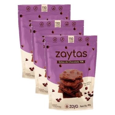 Imagem de Kit 3X: Biscoito Zaytas Gotas de Chocolate Sem Glúten Zaya 80g