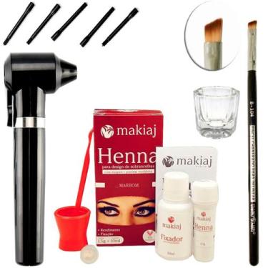 Imagem de Kit Henna Sobrancelha Completo Profissional Makiaj Mixer Misturador Pi