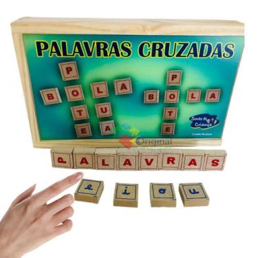 Imagem de Jogo Palavras Cruzadas Educativos Escolar 50 Peças em Madeira - sonho 