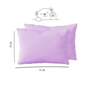 Imagem de Kit 2 Fronhas 40cm x 60cm Kids Malha 100% Algodão Lisa Lilás Arrumadin