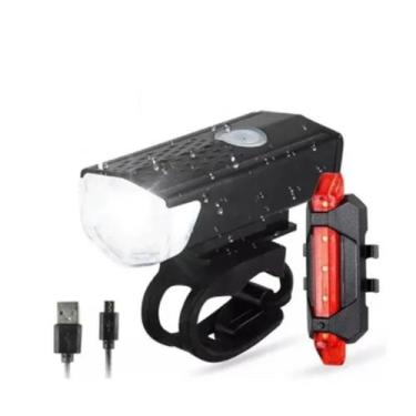 Imagem de Lanterna Farol Bike Frontal + Pisca Trasero Led Recarregável - A.R Var