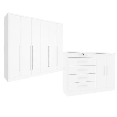 Imagem de Guarda-Roupa 6 Portas Portugal E Comoda 5 Gavetas Istambul Espresso Móveis Neve