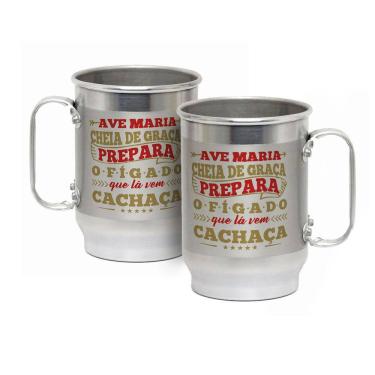Imagem de Caneca Alumínio c/ Faixa Fosca 600ML Lá Vem Cachaça