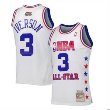 Imagem de Regata NBA Swingman da Conferência Leste Allen Iverson Mitchell e Ness -Branca-Adulto-Masculino-Masculino