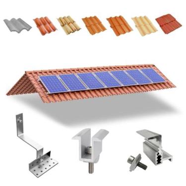 Imagem de Kit Estrutura Suporte Linha C 07 Placas Solar Telha Colonial - Kaztec