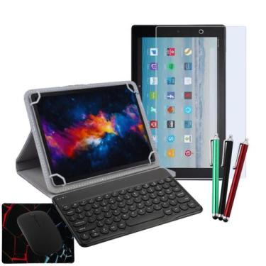 Imagem de Capa com Teclado p/ Tablet Amazon Fire HD 10 + Película de Hidrogel + 